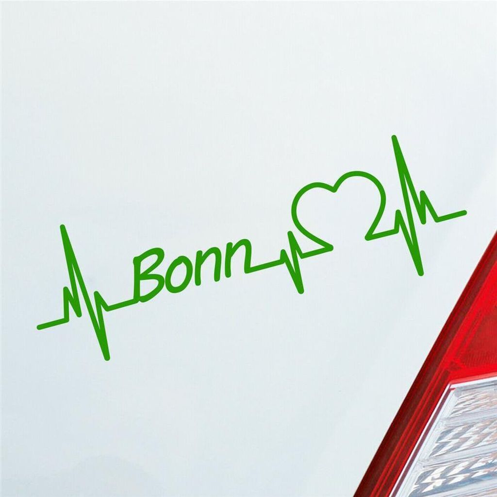 Auto Aufkleber Bonn Herz Herzschlag 19x6 cm Hellgrün Sticker Heckscheibenaufkleber