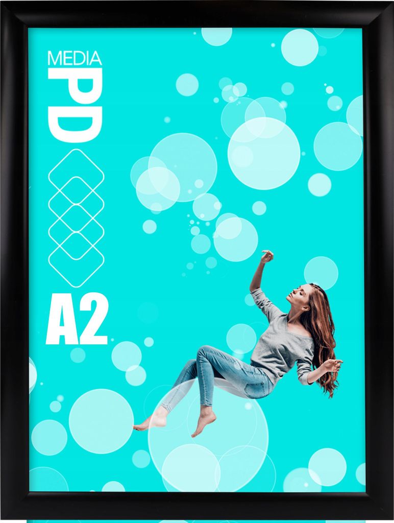 Klapprahmen DIN A2 Schwarz Aluminium – Plakatrahmen 25mm Profil – Wechselrahmen mit UV-Schutzfolie & Antireflex – Snap Frame
