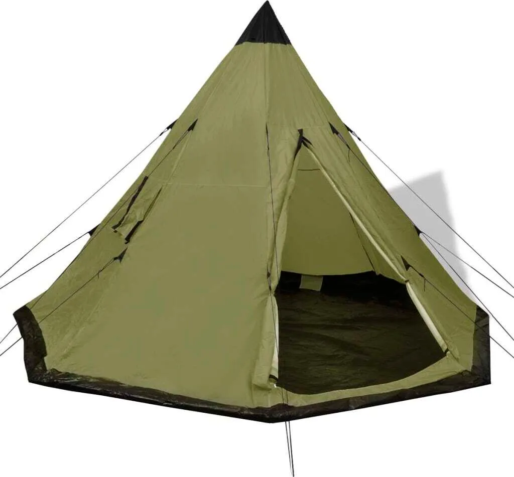 Tente de camping dôme 4 personnes verte avec double toit ventilé