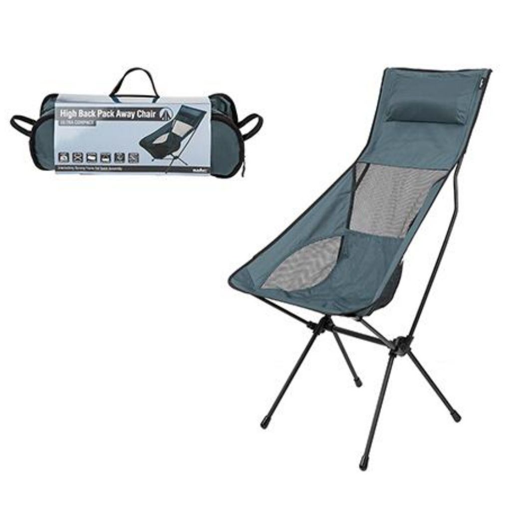 Hochlehnen Campingstuhl in Grau zum Zusammenklappen und einfachen Transport O...