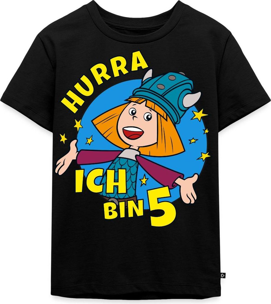 Spreadshirt Wickie Und Die Starken Männer 5. Geburtstag Kinder Premium T-Shirt, 98/104 (2 Jahre), Schwarz