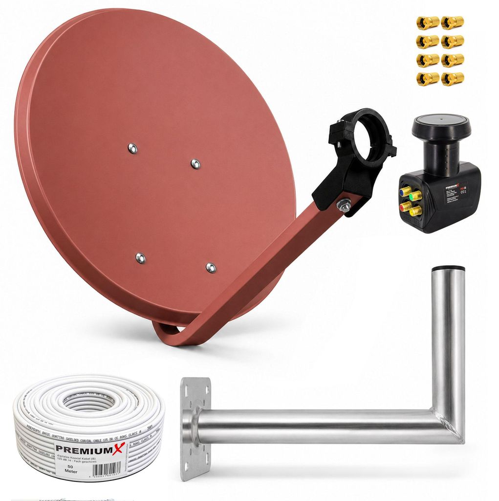 PremiumX SAT Anlage 80cm Antenne Quad LNB 50m Kabel Produktbild 