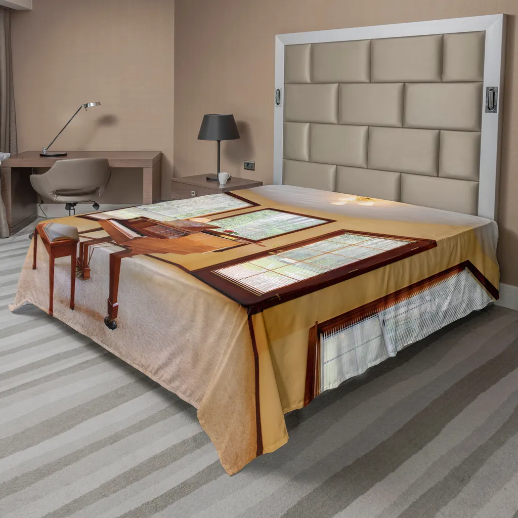 Drap de Lit Supérieur Doux Décoratif 266x260 cm Style Classique Vieux Piano