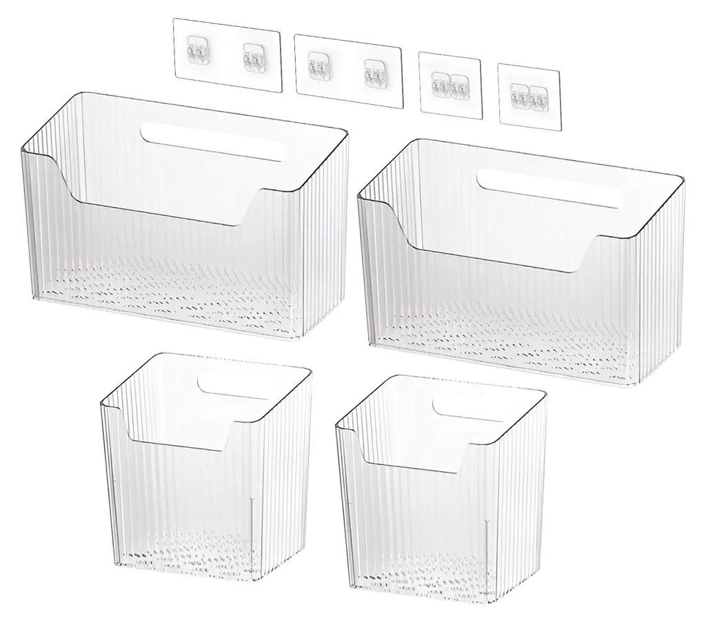 Organiseur porte placard cuisine transparent, lot de 4 boîtes murales