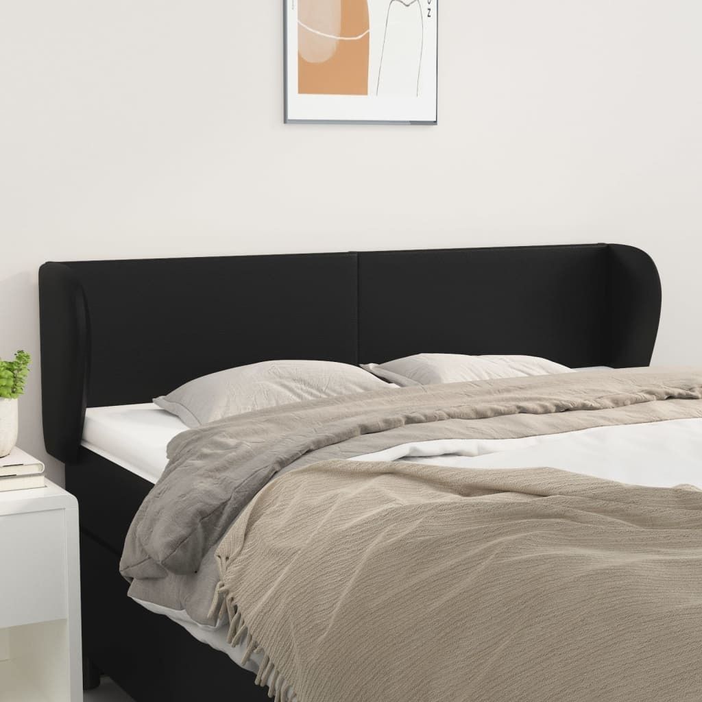 "2026 Promotion" Kopfteil moderne - mit Ohren Schwarz 147x23x78/88 cm Kunstleder - Bettkopfteil CC5148