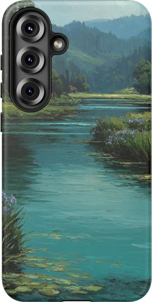 Blaues Iris-Fluss-Panorama – Hülle Kompatibel mit Galaxy S25 Plus