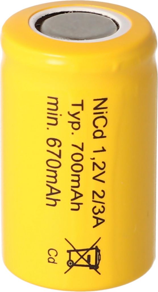 KR-600AE 1.2V, 700mAh NiCd Akku 2/3A 28x17mm, bauähnlich Sanyo