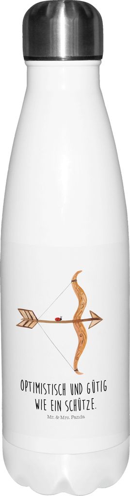 Mr. & Mrs. Panda Trinkflasche Sternzeichen Schütze - Weiß - Geschenk, November, trinkflaschen, Aszendent, Wasserflasche, Geburtstag, Thermosflasc...