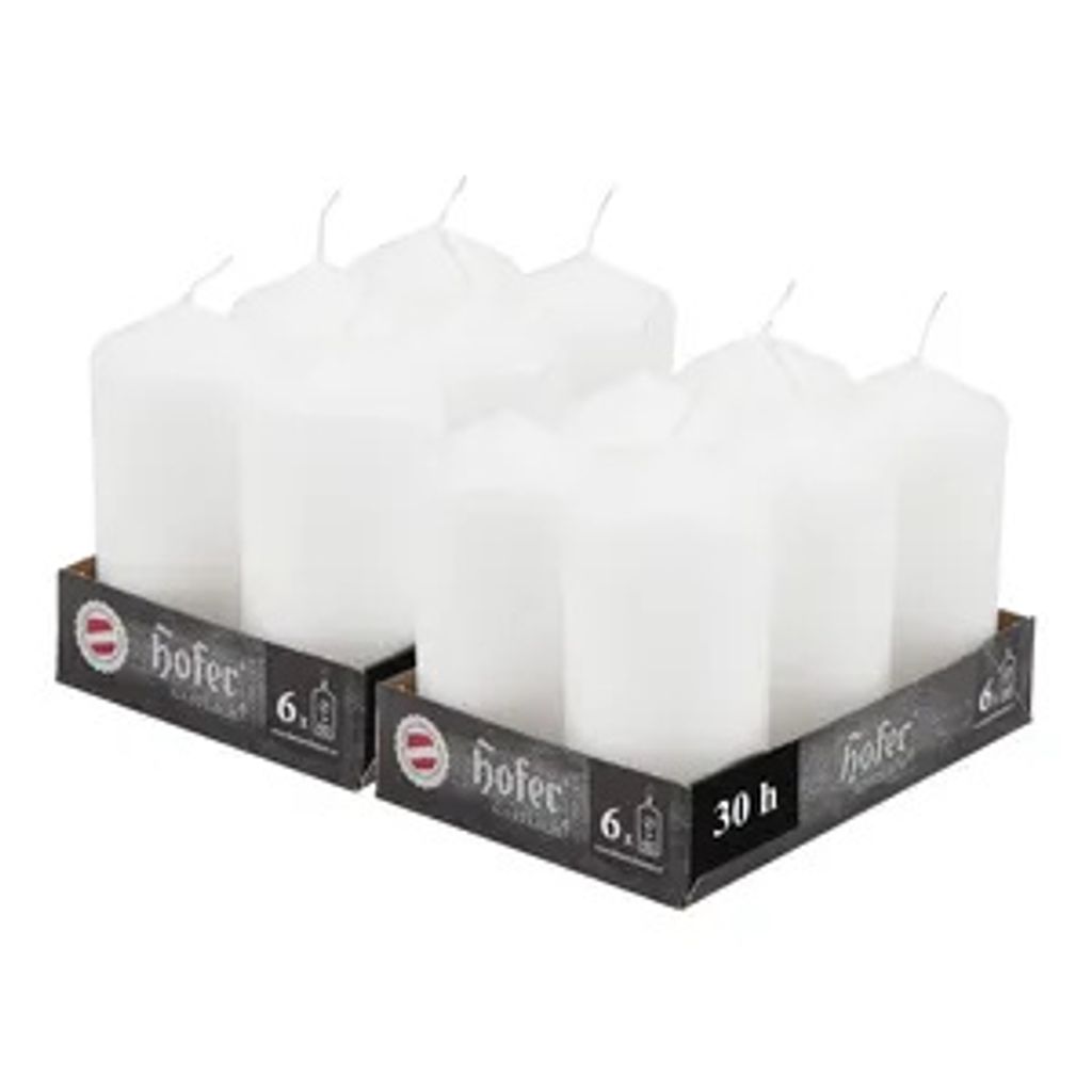 Candele a colonna Hofer, 12 candele bianche, set da 2 x 6 Immagine del prodotto 