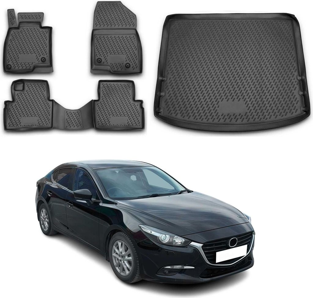 Fußmatten & Kofferraumwanne Set für Mazda 3 2013-2021 Produktbild 