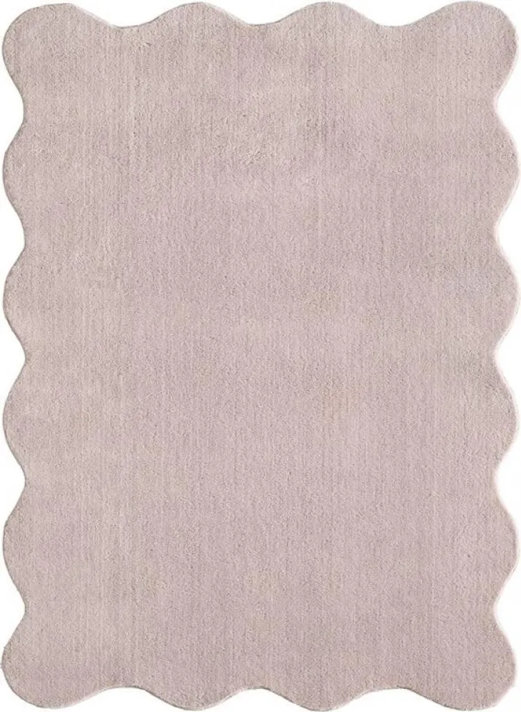 Tapis rose blush forme ondulée moderne 140x200 cm facile d'entretien - 2