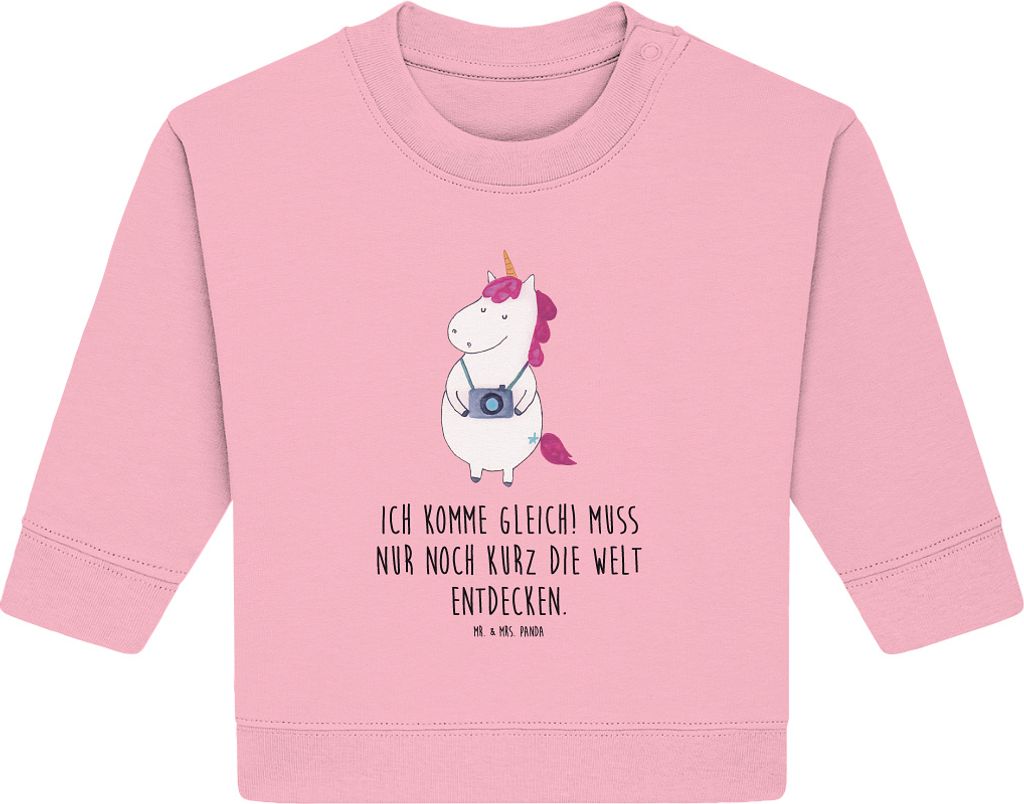 Mr. & Mrs. Panda Organic Baby Pullover Einhorn Fotograf 24. - 36. Monat - Baumwolle Pink - Geschenk, Städtereise, Urlaub, Kamera, Unicorn, Bullove...