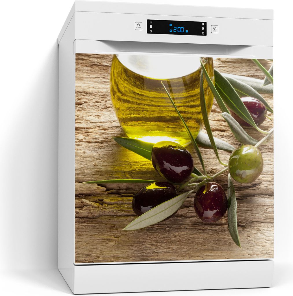 DEQORI Magnetmatte Spülmaschine beschreibbar 60x60 cm 'Olivenzweig und Öl' Magnetfolie