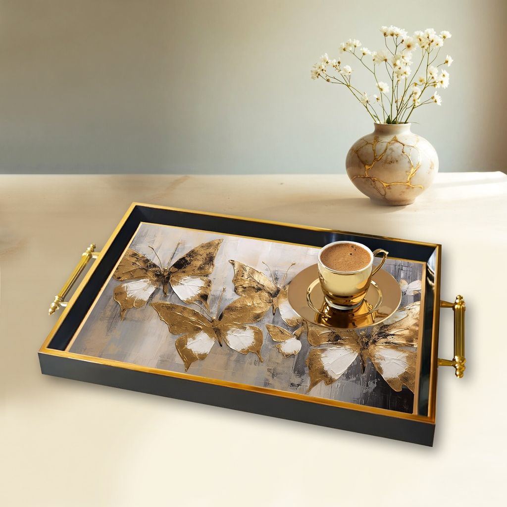 Evila Originals, TPA9892, Tablett, Mehrfarbig, 100 % GLAS, 50 x 29 x 3,5 cm