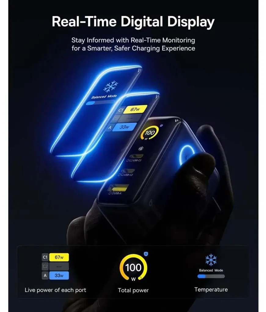 Chargeur USB C Baseus E0121B00 100W Rapide GaN Bleu Noir - 5