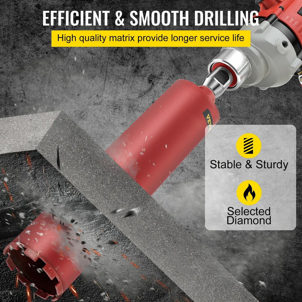VEVOR carotatrice diamantata a secco diametro 101 mm, carotatrice diamantata lunghezza totale 400 mm, carotatrice professionale diamantata e in lega di alluminio lunghezza di lavoro 355 mm, carotatrice e trapano manuale - 3