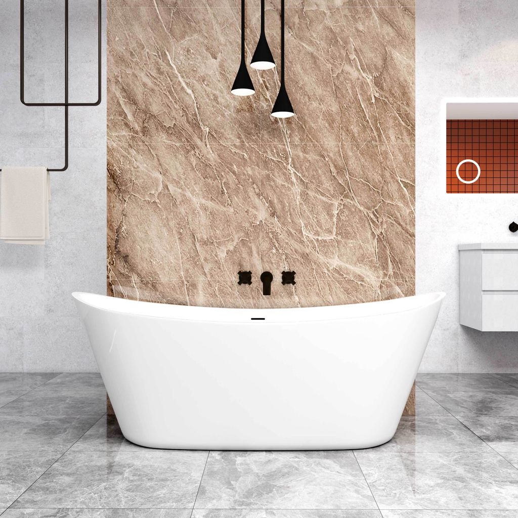 Schiffsform-Badewanne 170x72cm Verschenken Acrylschürze, Produktbild 