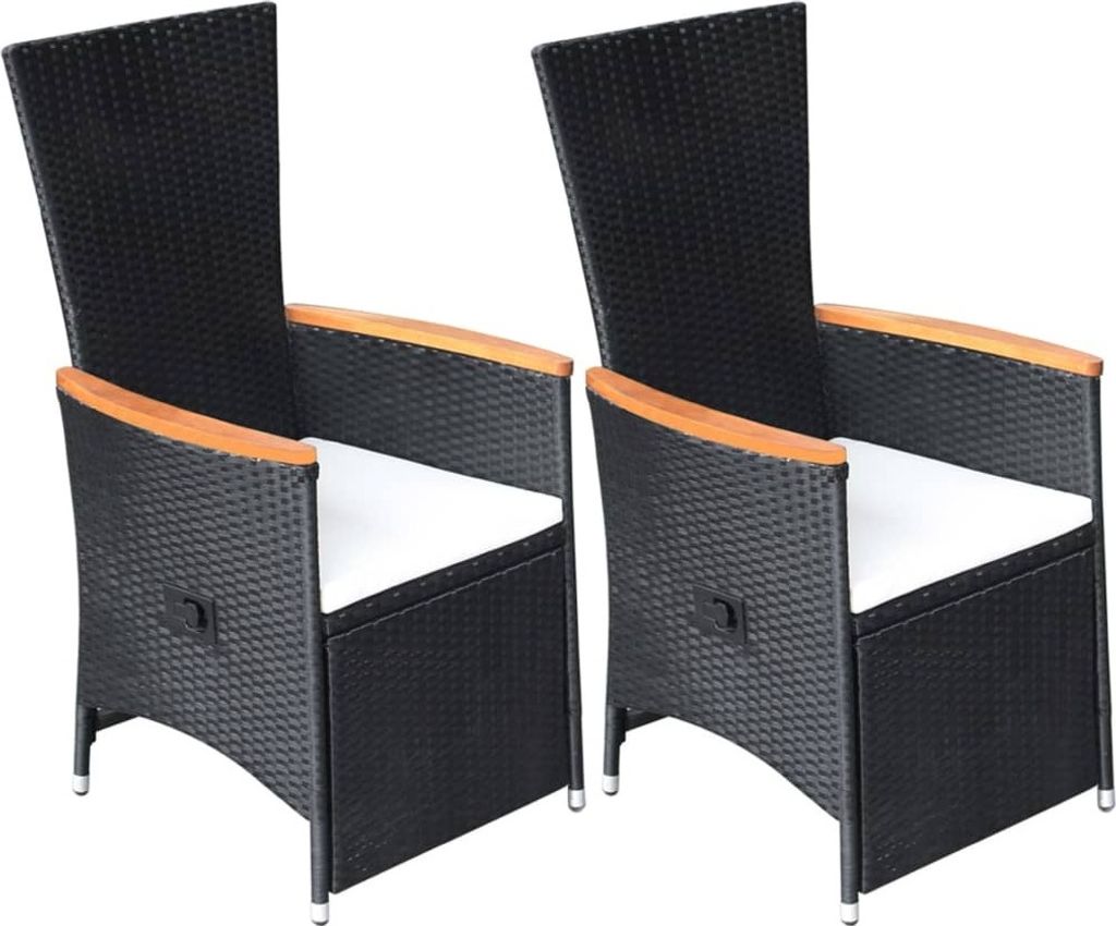 "im Angebot" Garten-Liegestühle 2 Stk. - bis 150 kg - mit Auflagen Poly Rattan Schwarz - Stapelsessel CC20129