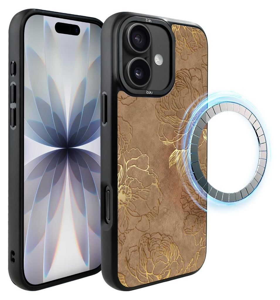 Schutzhülle für das iPhone 17, MagSafe-kompatibel, mattschwarze Seiten, Goldene Pfingstrosen