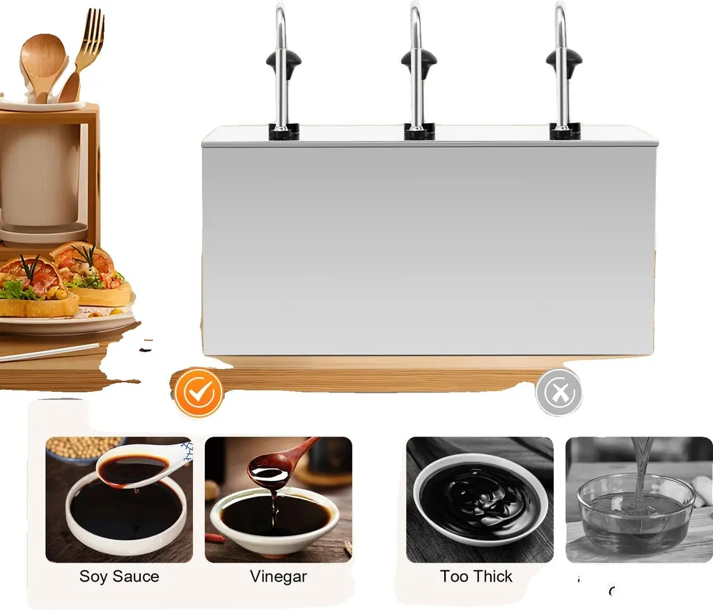 Distributeur de sauce 3 compartiments en acier inoxydable de 3 x 4L