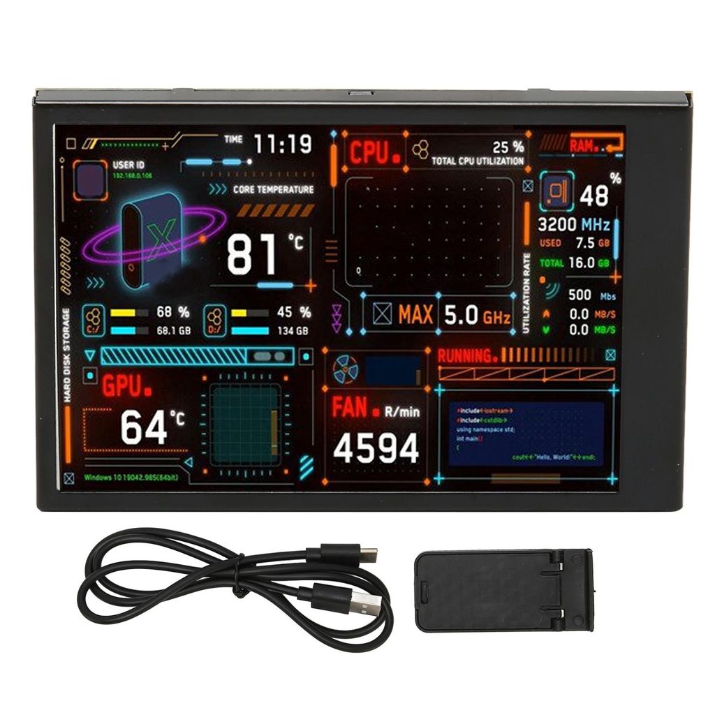 3,5palcový monitor teploty IPS, stmívatelný, duální USB-C, Obrázek produktu 