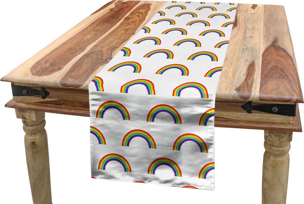 ABAKUHAUS Regenbogen Tischläufer, Regenbogen Homosexuell Pride, Esszimmer Küche Rechteckiger Dekorativer Tischläufer, 40 x 225 cm, Mehrfarbig