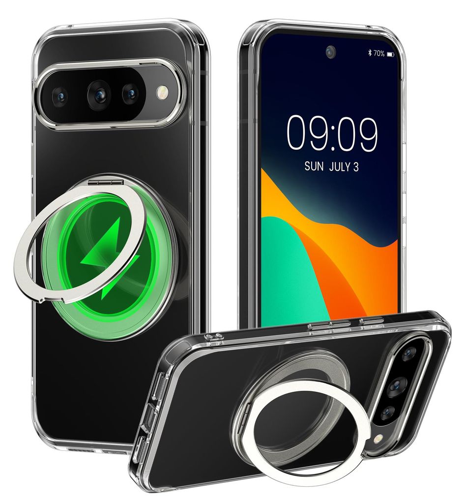 kalibri Schutzhülle mit Standringhalter kompatibel mit Google Pixel 10 / Pixel 10 Pro Hülle - Kickstand 360° Ring Hardcase kompatibel mit MagSafe -