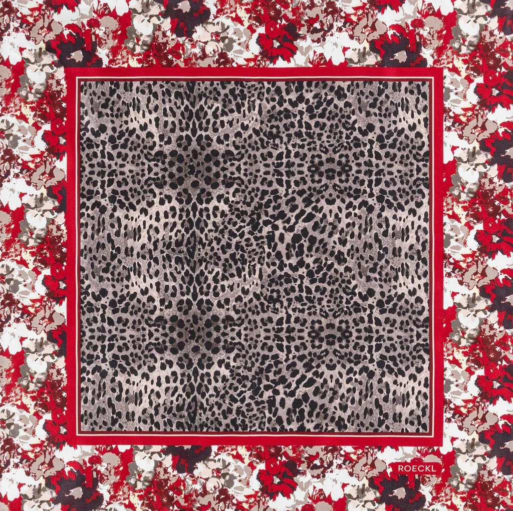 Foulard ROECKL Wild Gallery Seta 100% - Rosso e Marrone Elegante