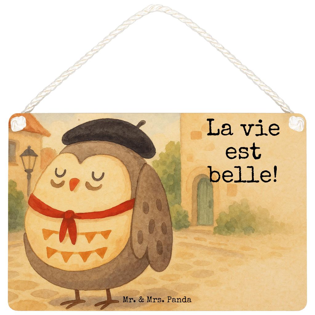 Mr. & Mrs. Panda Schild Eule Frankreich Design DIN A5 - Weiß - Geschenk, La Vie Est Belle, Türschild, kleine aufmerksamkeit, holzbild, Wandbild H...