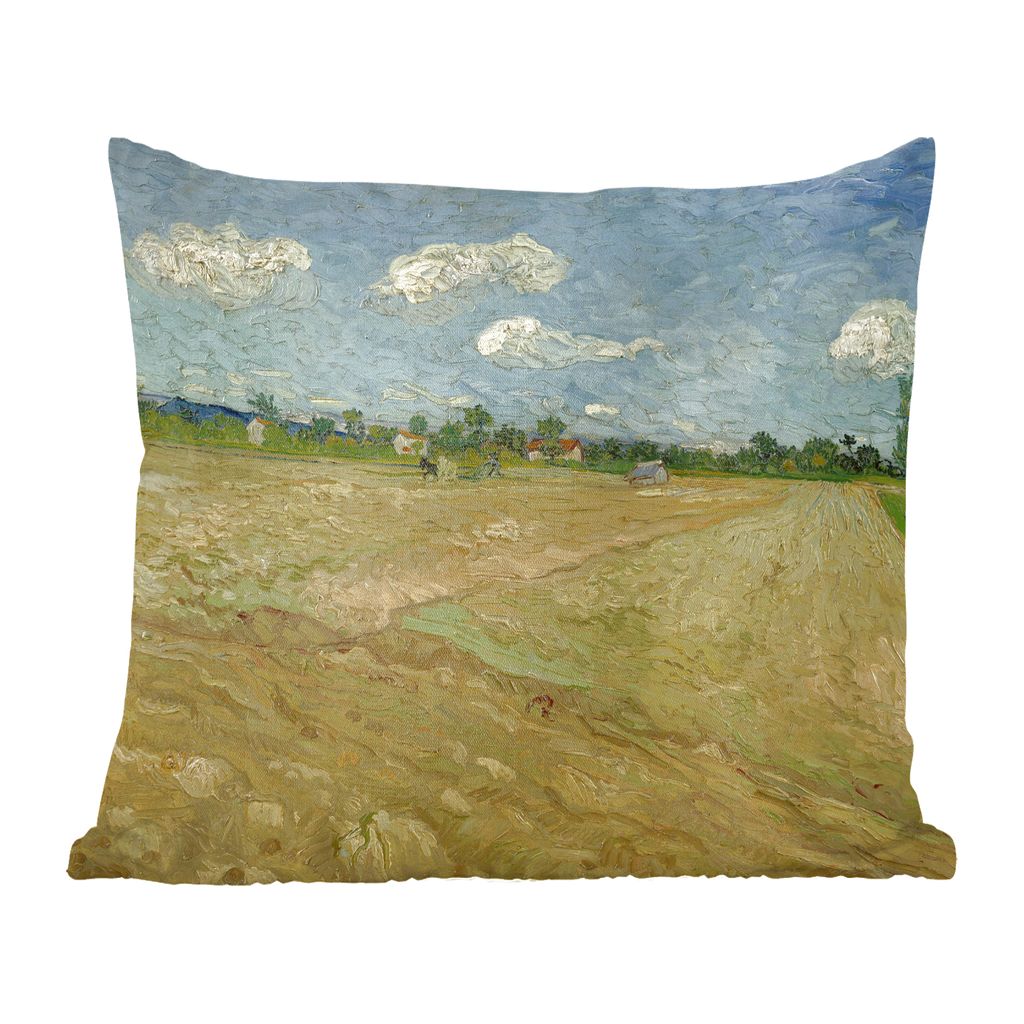 MuchoWow Zierkissen Sofakissen Wohnzimmer Dekokissen 50x50 cm Gepflügte Felder - Vincent van Gogh - Komfort - Sofakissen