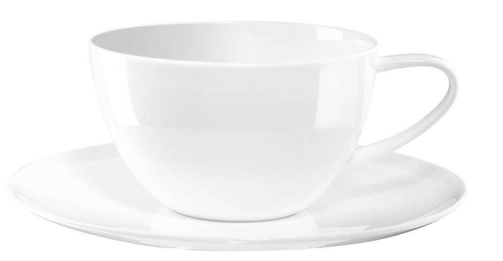 ASA Selection à table Café au lait Tasse, mit Untere / Untertasse, Fine Bone China, Warmes Weiß, 350 ml, 1965013