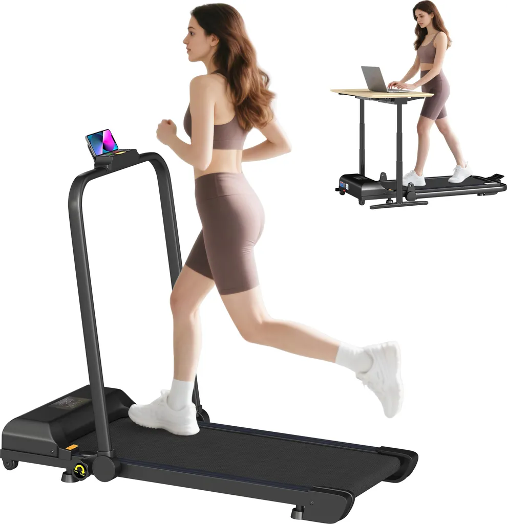 HOMCOM Tapis de course électrique pliant 2 en 1 noir pour la maison
