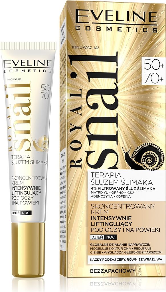 EVELINE Royal Snail 50+/70+ Snail Mucus Concentrated Intensive Lifting Eye and Eyelid Cream for day and night 20ml