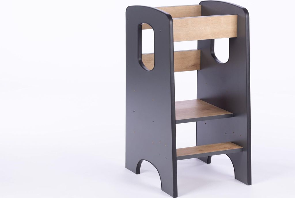 Lernturm Kinder ab 1 Jahr - Lernstuhl Montessori Höhenverstellbar Bis 30 kg Grau