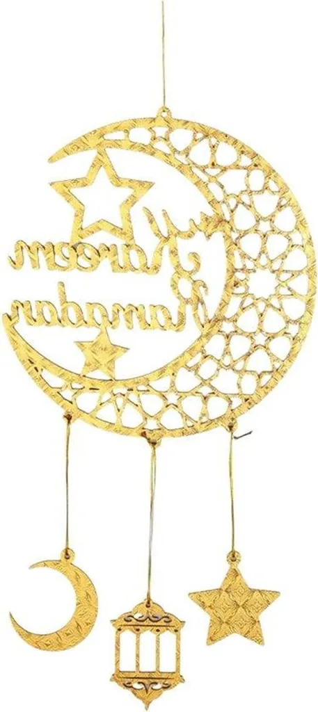 Pendentif Ramadan en bois naturel, suspension Aïd al-Fitr pour maison
