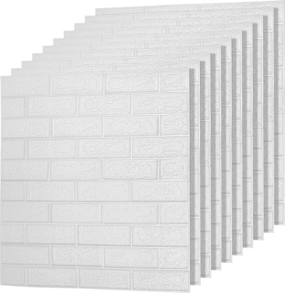 TolleTour 1 Set (20 Stk)große 3D wasserdichte Fliesen Ziegel Wand Aufkleber selbstklebende Schaum Panel 70x77cm Weiß
