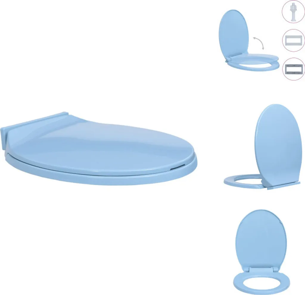 Siège de Toilette Silencieux Bleu Ovale - Fini les Claquements d'Abattant