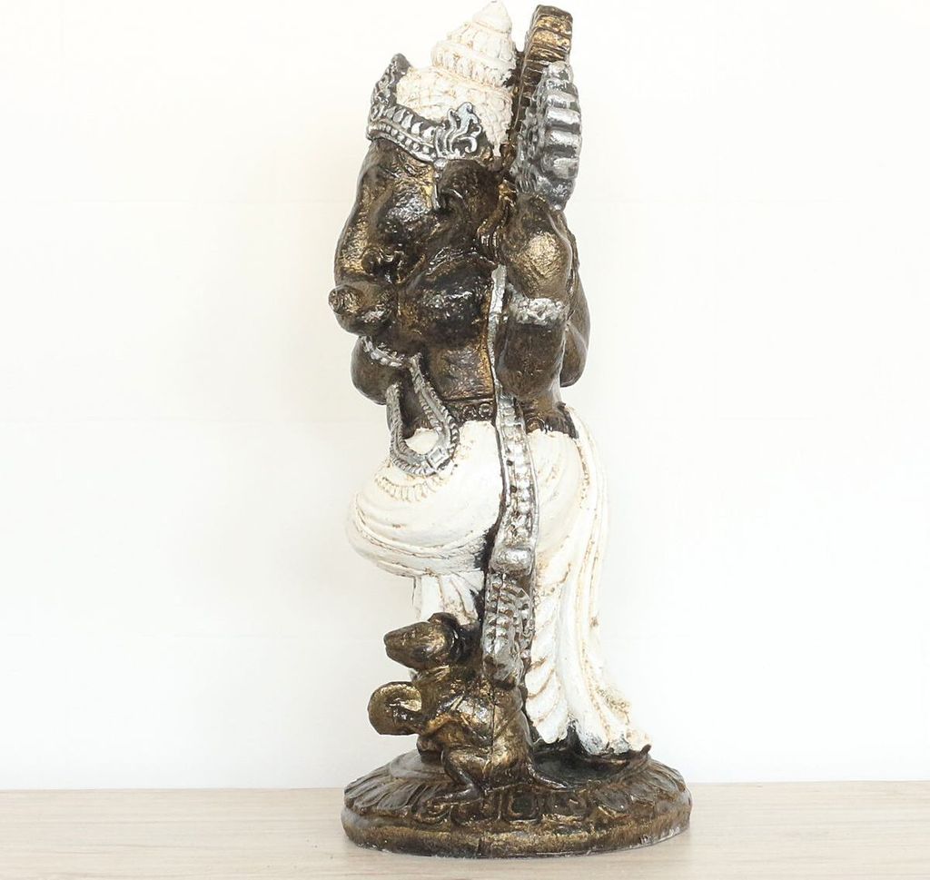 Figur Ganesha aus Resin stehend Indien Deko Yoga Dekofigur Dekoration Asien Weiß 52 cm