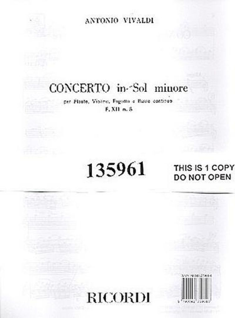 Concerto sol minore RV106per flauto, violino, fagotto e bc