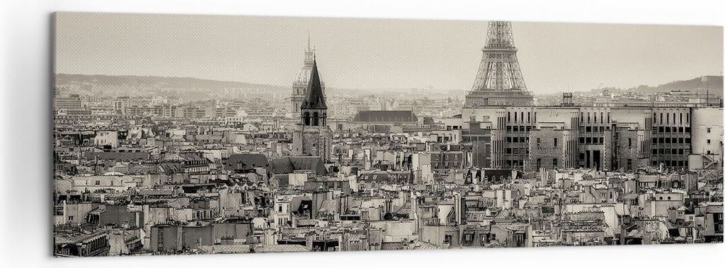 Bild auf Leinwand - Leinwandbild - Paris Stadt Zuhause - 160x50cm - Wand Bild - Wanddeko - Leinwanddruck - Bilder - Kunstdruck - Wanddekoration - L...