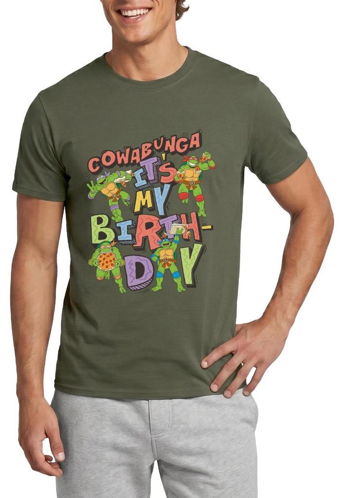Spreadshirt Teenage Mutant Ninja Turtles It's My Birthday Männer T-Shirt, XL, Militärgrün