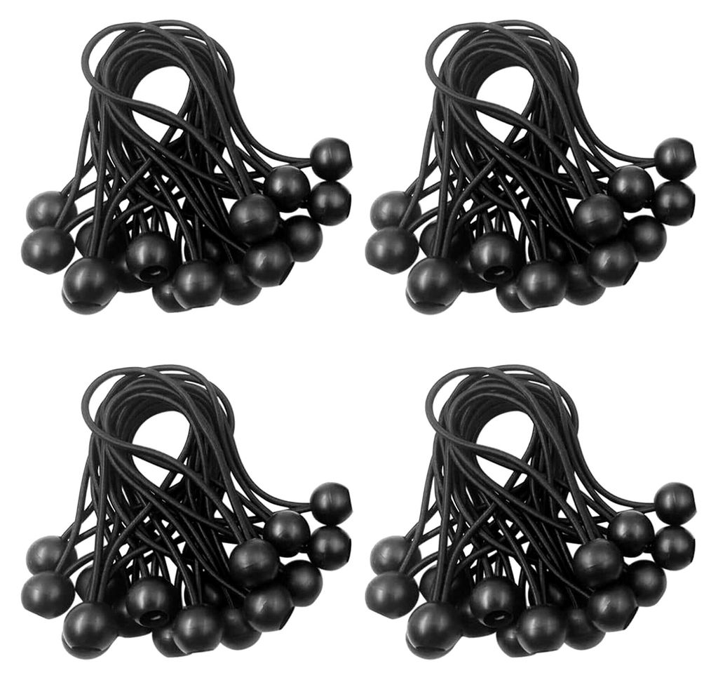 50 Stück Spanngummi mit Kugel, Zeltgummis, Ball Bungee, Planenspanner mit Kugel, Gummispanner für Banner, schwarze Spanngummis