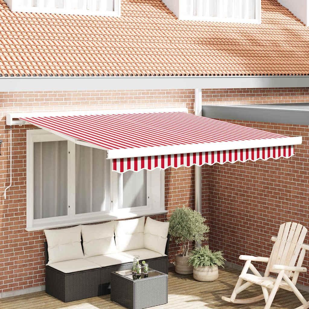 Möbel Einziehbare Markise Rot und Weiß 350 x 250 cm Stoff und Metall - Markisen 3330279