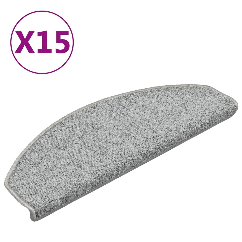 vidaXL Stufenmatten 15 Stk. 65x24x4 cm Hellgrau Halbrund Groß
