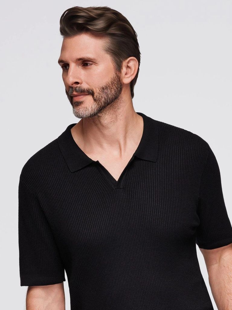 Ombre Clothing Herren-T-Shirt mit Kragen Penaia schwarz L