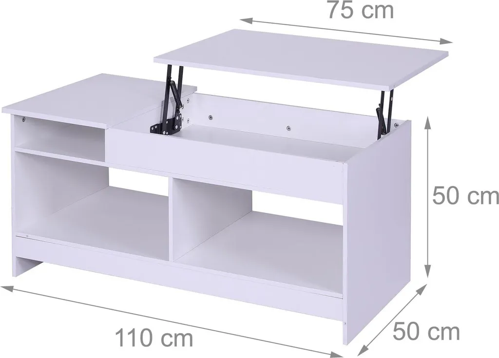Table basse relevable pour manger et travailler avec rangements 100cm - 3