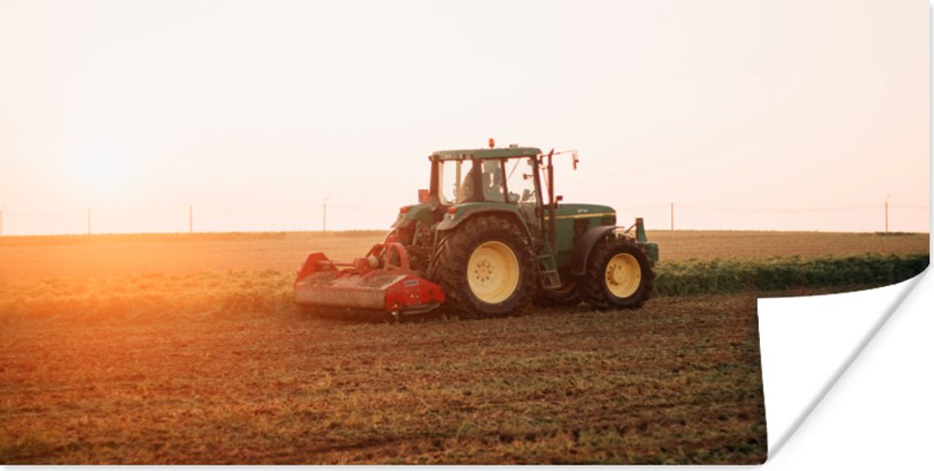 MuchoWow Poster Traktor - Feld - Bauernhof - Landwirt - Horizont 150x75 cm - ohne Rahmen