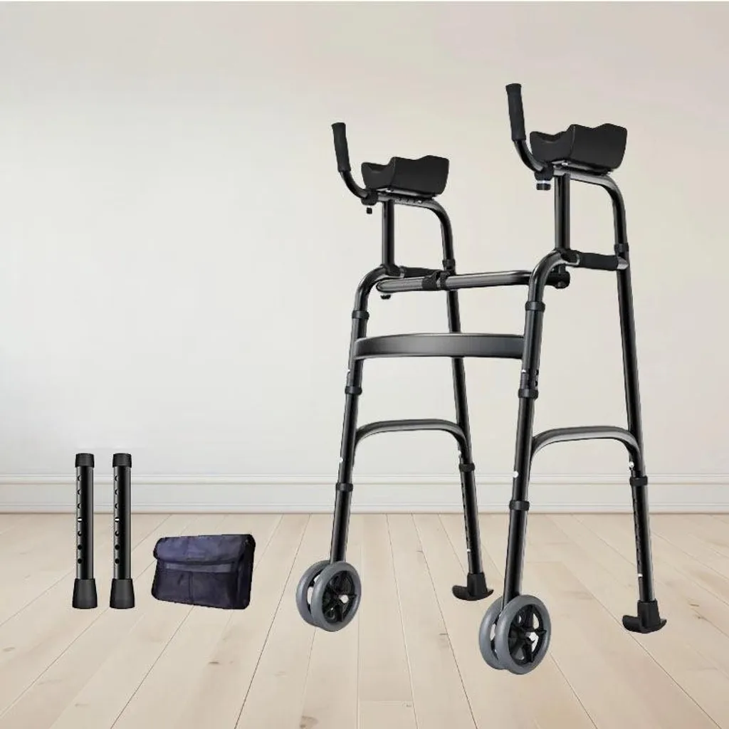 Déambulateur Aluminium Ultra Léger avec Hauteur Ajustable et Pliage Facile