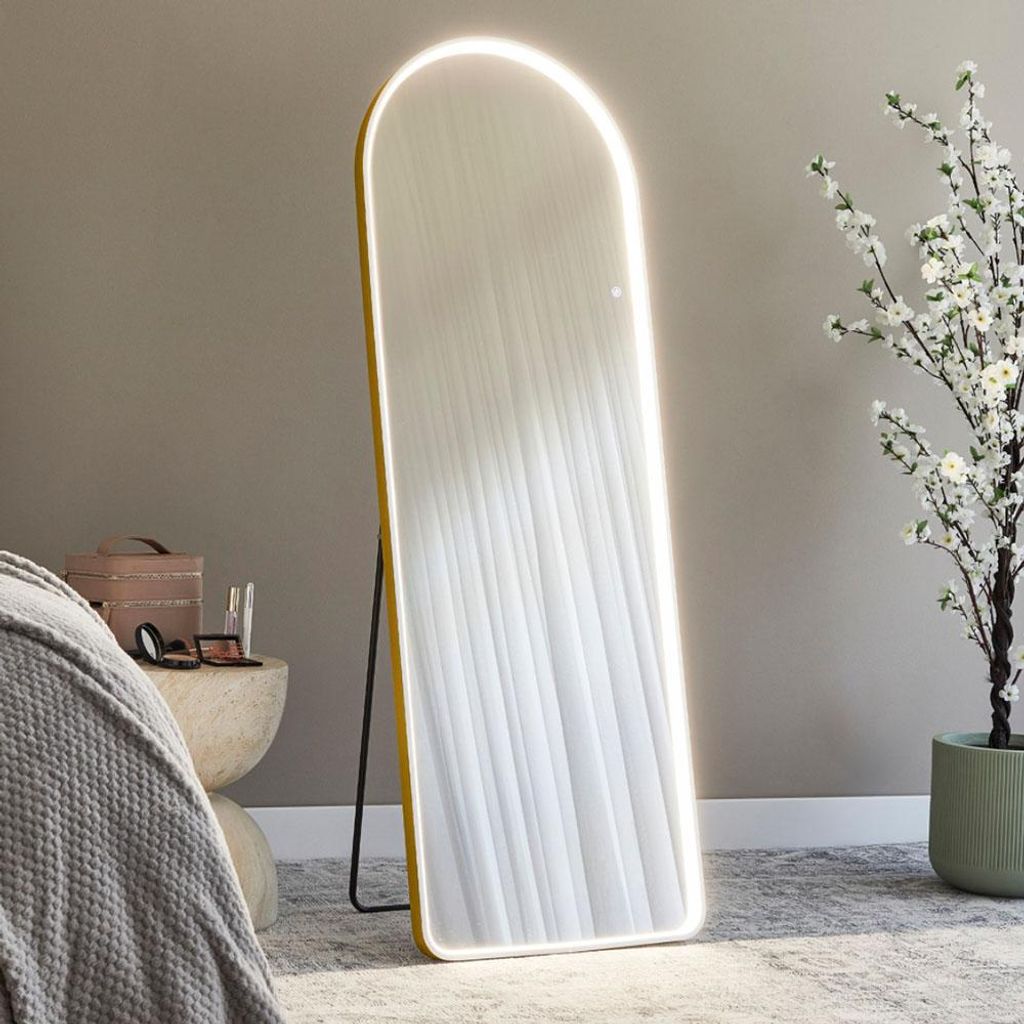 Milton & Oldbrook Standspiegel mit Beleuchtung 50 x 160 cm Atrani Gold