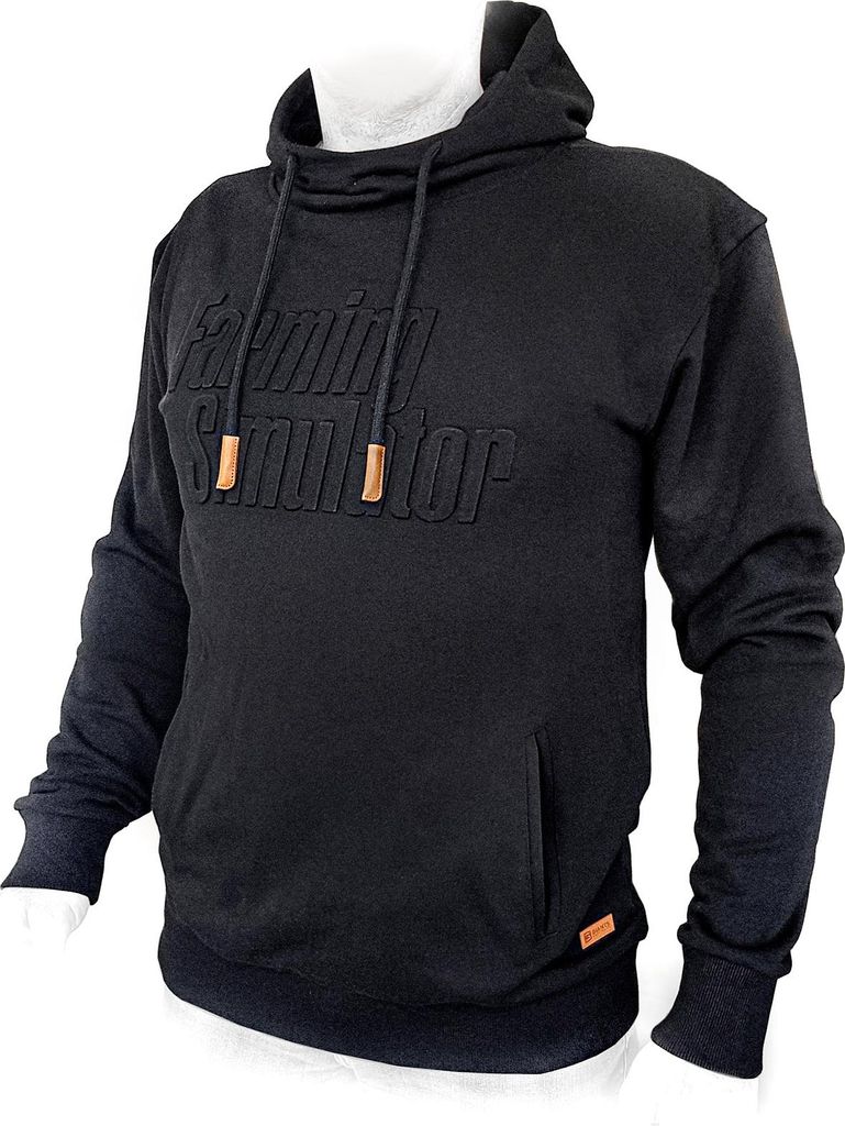 Landwirtschafssimulator Hoodie 3XL 100% Baumwolle schwarz mit Lederapplikationen
